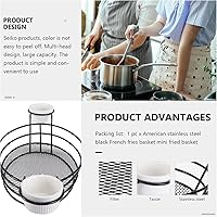 Vista 7 de DOITOOL Cesta de papas fritas de acero inoxidable de 12.99 x 5.90 x 2.75 pulgadas, cesta para freír alimentos para cocina, servicio en el hogar