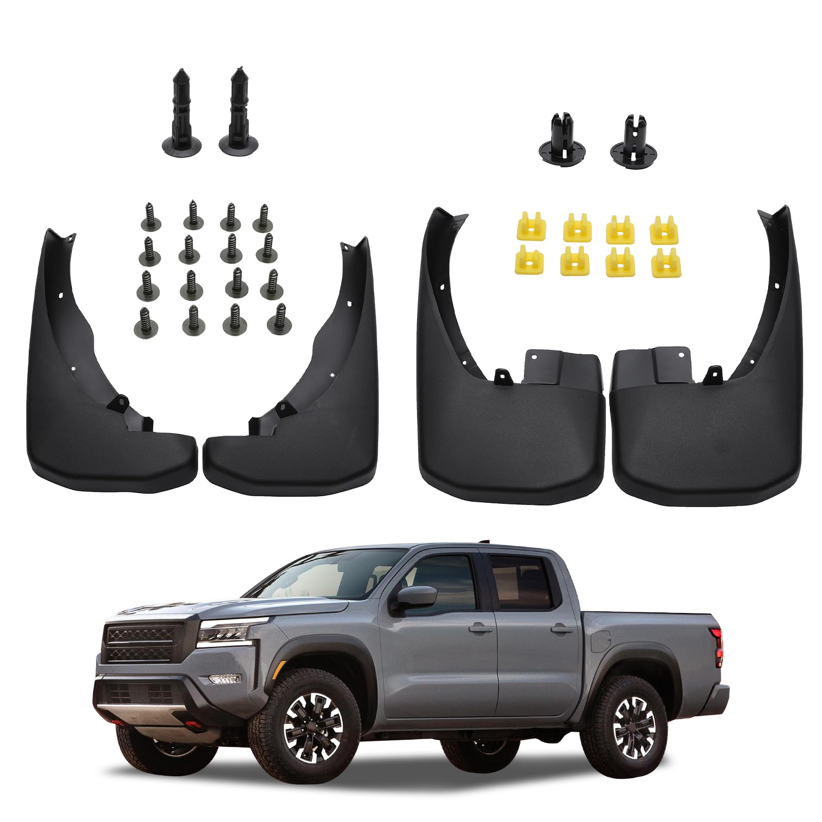 Kinwrdsn Frontier 2005-2022 2023 Pickup Mud Flaps - All Weather Splash Guards Front & Rear Set of 4