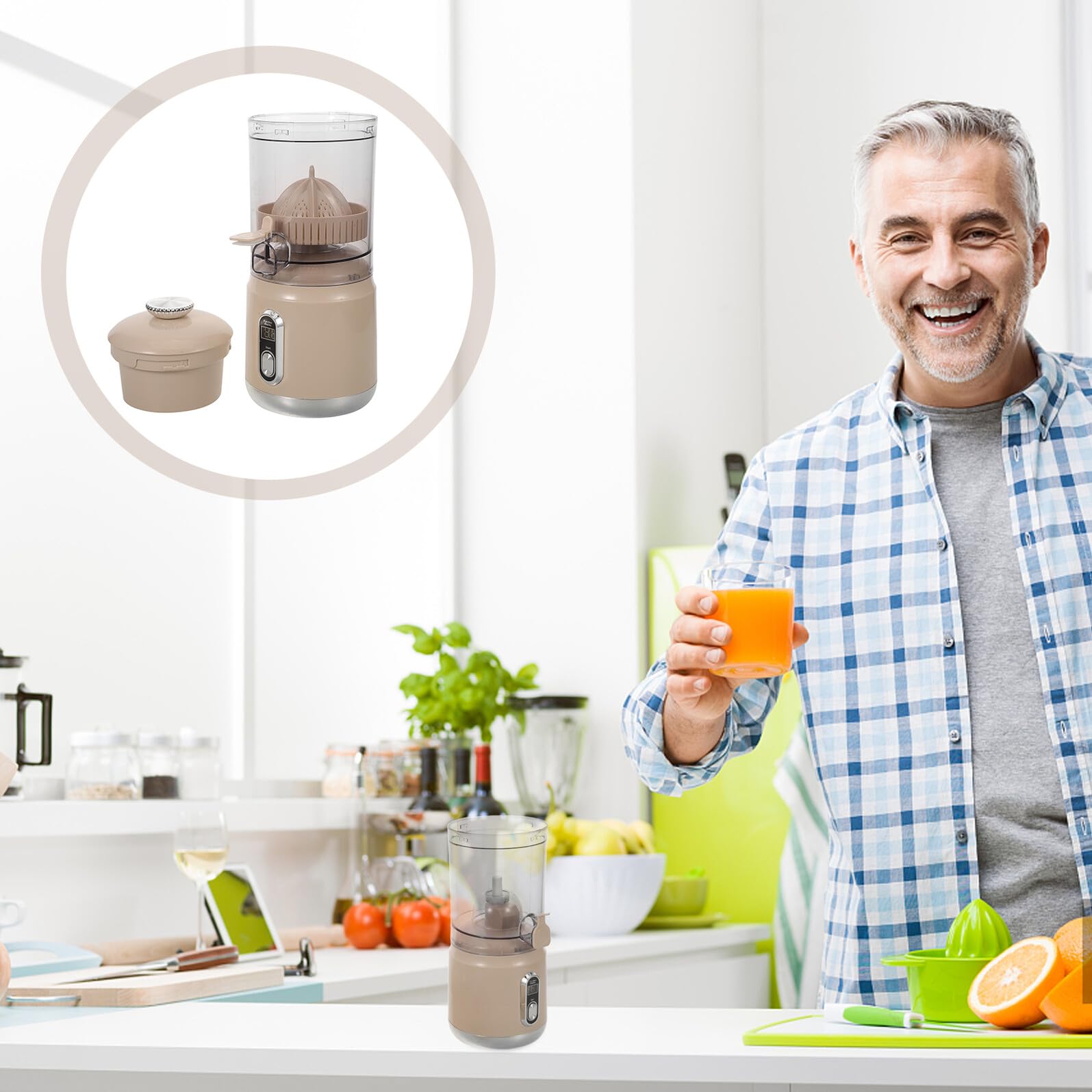 Exprimidor Portátil de Naranjas Extractor Eléctrico de Zumo Exprimidor Compacto Multifuncional para Frutas Naturales para Desayunos Casa