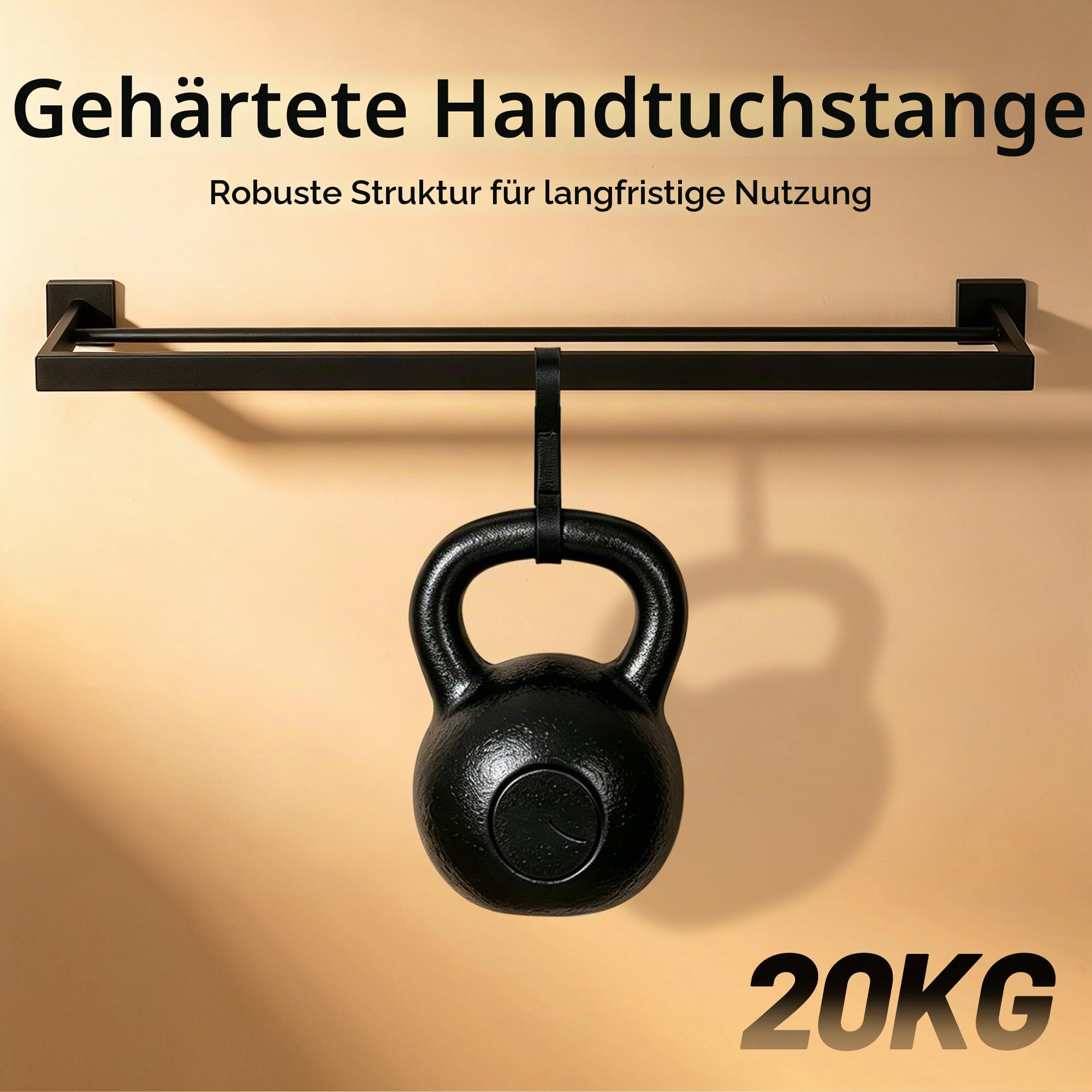 MOOCHE Doppelt Handtuchhalter Schwarz 80CM Handtuchstange SUS304 Edelstahl | Gästehandtuchhalter Bad Wandmontage SUS304 Edelstahl Premium Doppelt Badetuchhalter für Badezimmer und Küche (60CM)