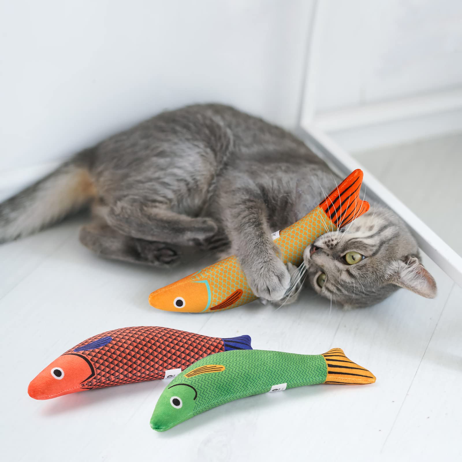 4 Juguetes Para Gatos Con Hierba Gatera - Peces De Felpa De 18 Cm, Interactivos Y Divertidos