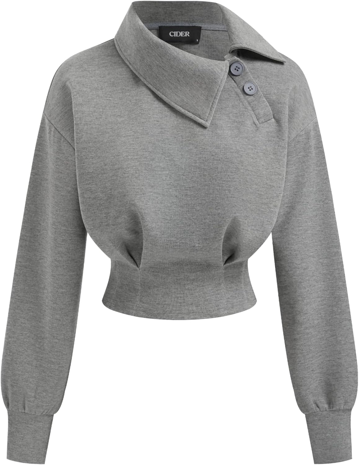 CIDER Womens Oversized Sweatshirt For Women Long Sleeve Cropped Sweatshirt Asymmetrical Neck Cinched Waist