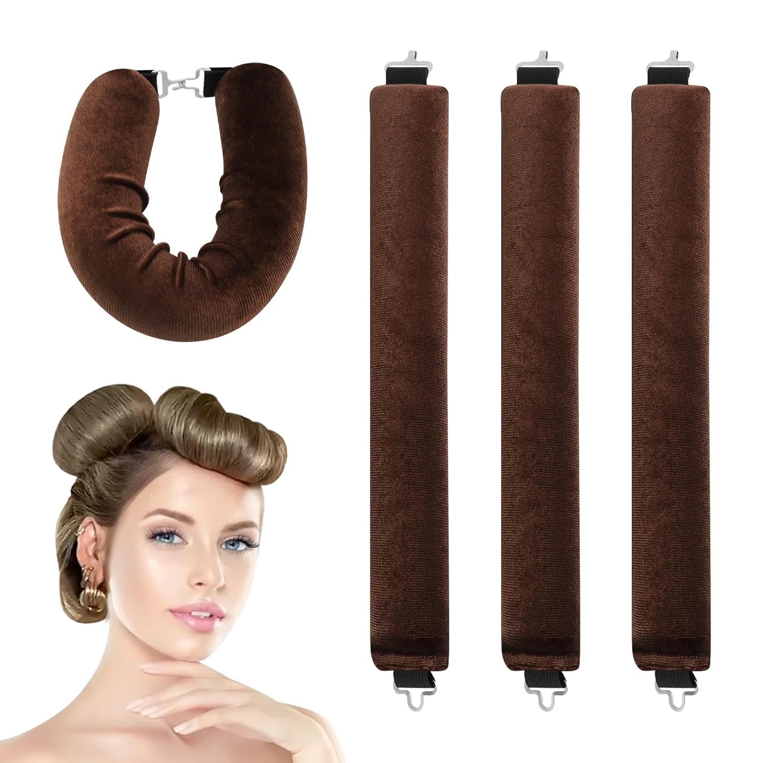 3Pcs Hair Rollers set, Satin Heatless Curling Set with