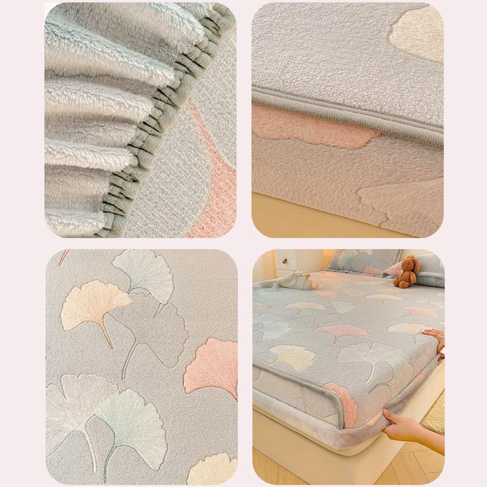 Drap-Housse en Velours Flocon De Neige Queen avec Deux Taies d'oreiller - Drap-Housse éPais Ultra Doux en Peluche à Poils Longs,Drap-Housse Confortable en Flanelle Duveteuse(B,150x200cm)