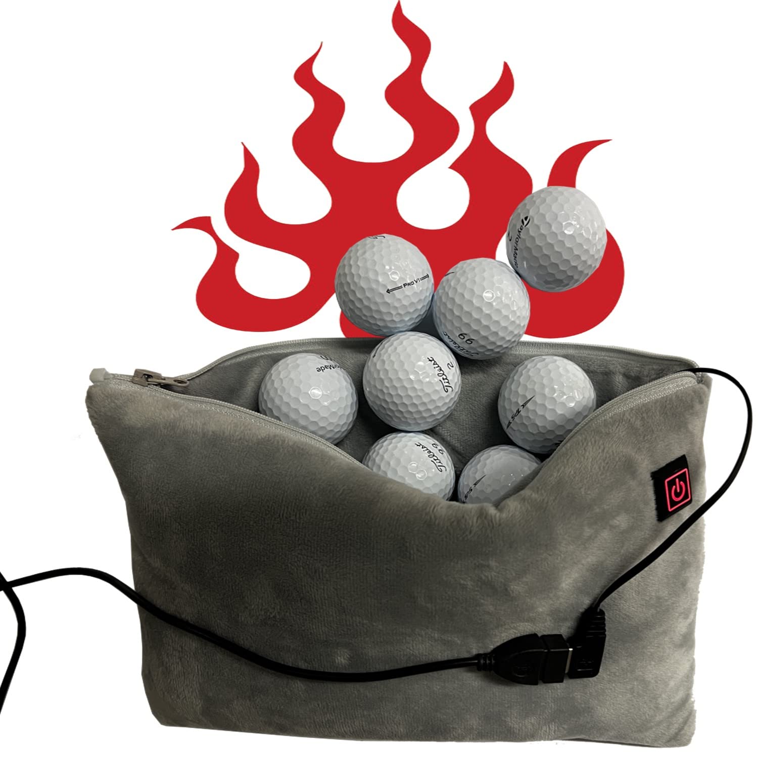 HOT Balls Golf Ball Heater Warmer Pouch Heat Balls Up to 125 Degree Core Temperature ~Longer Distance with Driver ~Better Compression ~Better Feel & Spin in Cool Weather Less Sting On Miss Hits USB