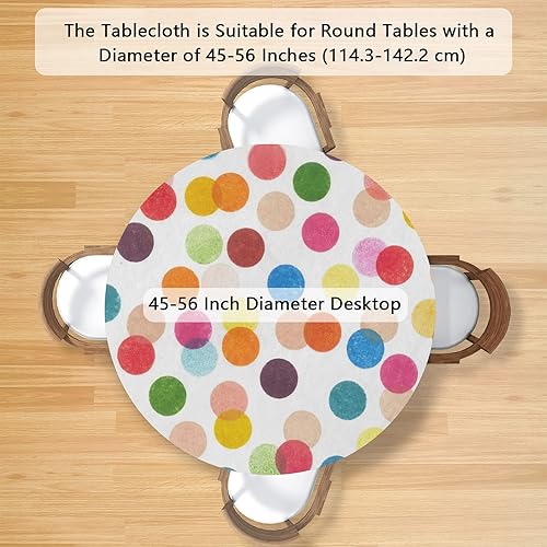 Vista 401 de cfpolar Mantel redondo ajustable de verano, hojas de palma tropical, borde elástico, mantel redondo lavable para uso en interiores y exteriores, se