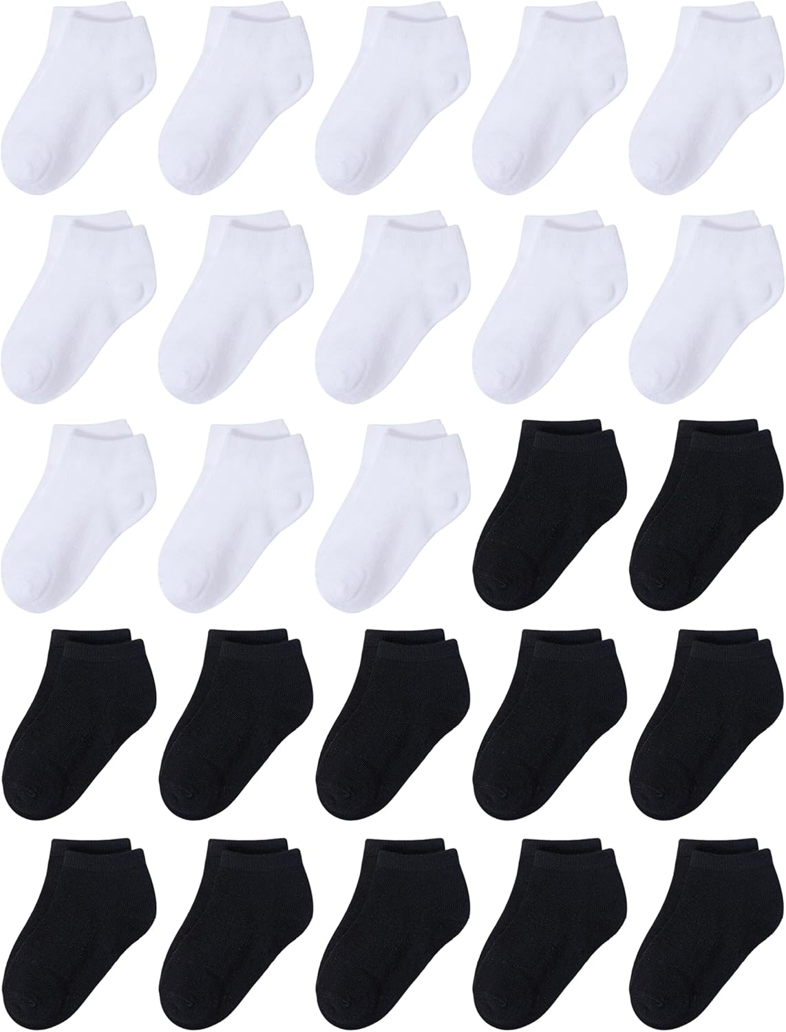 Cooraby 25 Pairs Kids' Socks Low Cut Socks Half Cushion Sport Ankle Athletic Socks for Boys Girls
