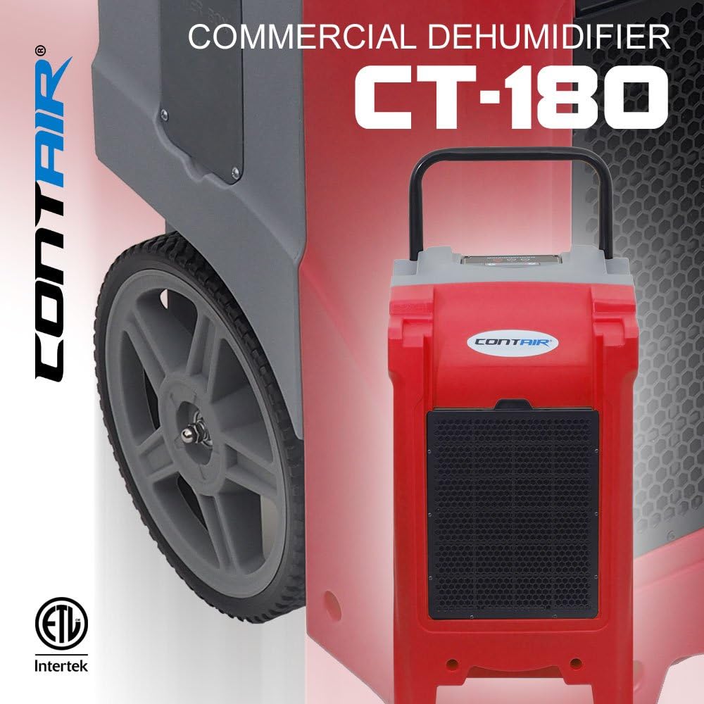 CT-180 XL Commercial Grade Dehumidifier Humidity Control Automatic Pump Moisture Remover Extractor Hydroponics Red Color