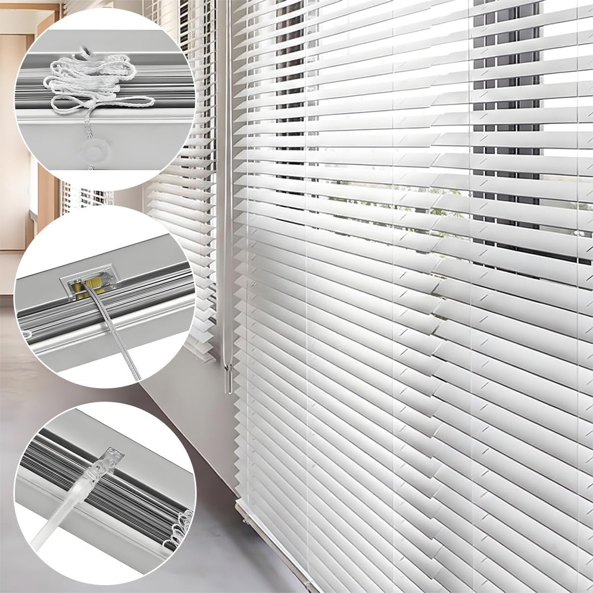 Horizontal Mini Blinds for Home, 1" Flat Slat Aluminum Window Blinds Light Filtering Venetian Blind & Shades for Kitchen Bathroom, Silver Blinds for Windows Cordless 24 30 37 45 63"(20x31in)