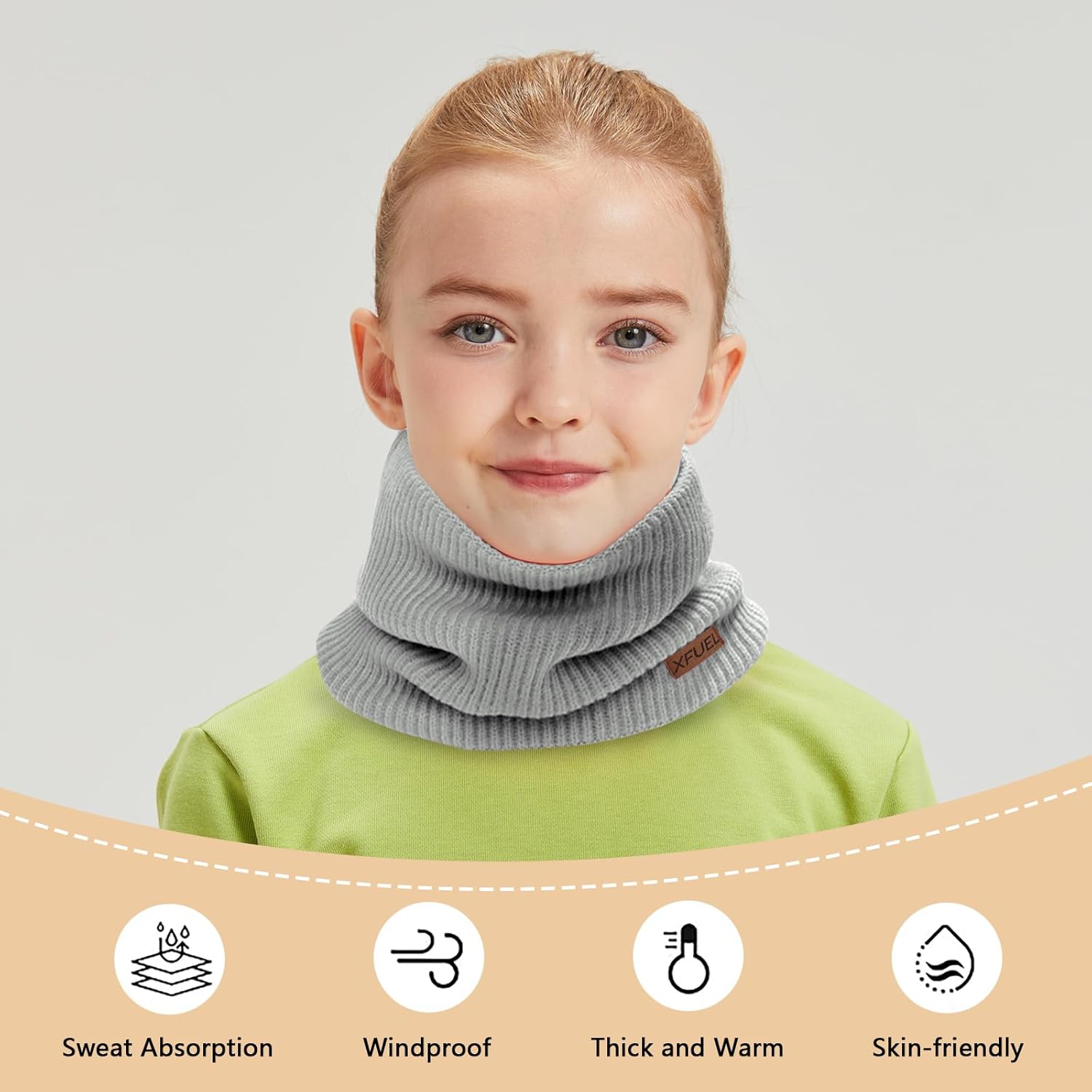 Kids Neck Warmer, Knitted Winter Neck Gaiter, Fleece Lined Infinity Scarf for Boys Girls, Ski Mask for Cold Weather - Image 4