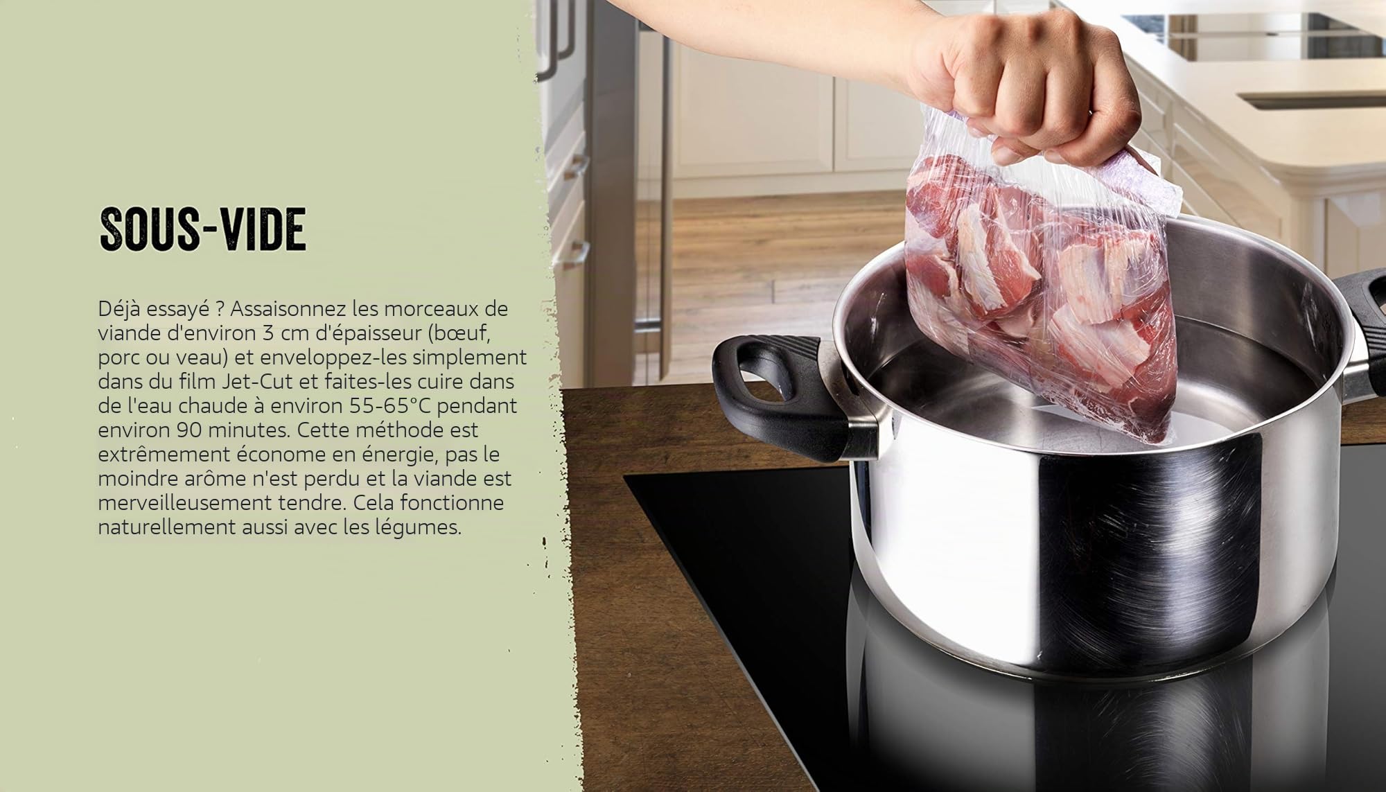 Système de Recharge pour Films Alimentaires en Inox 45 cm, avec 500 m film Jet-Cut + 70 m film Alustar