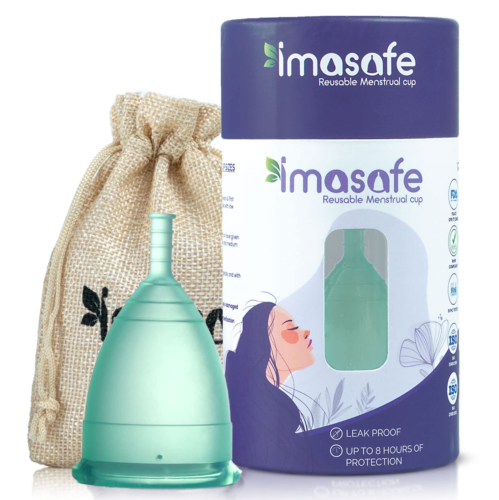 Imasafe Reusable Menstrual Cup for Women 100% Medical Grade Liquid Silicone |Ultra Soft, Odour & Rash Free Cups. (Medium, Aquagreen)-image-34