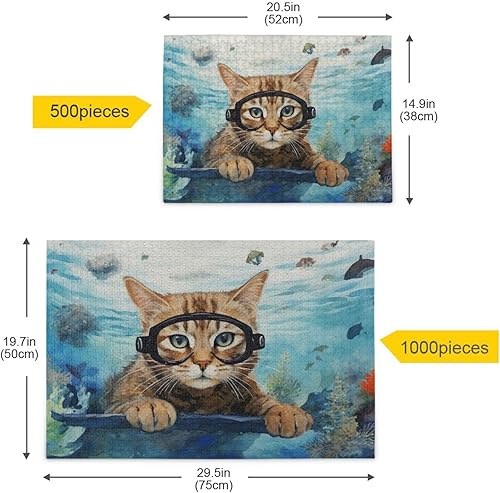 Miniatura 5 de Cat Fish Jigsaw Puzzles for Adults 1000 Pieces,Colorful Puzzle with Mesh Storage Bag,Learning Educational Puzzles for Gift 2011279