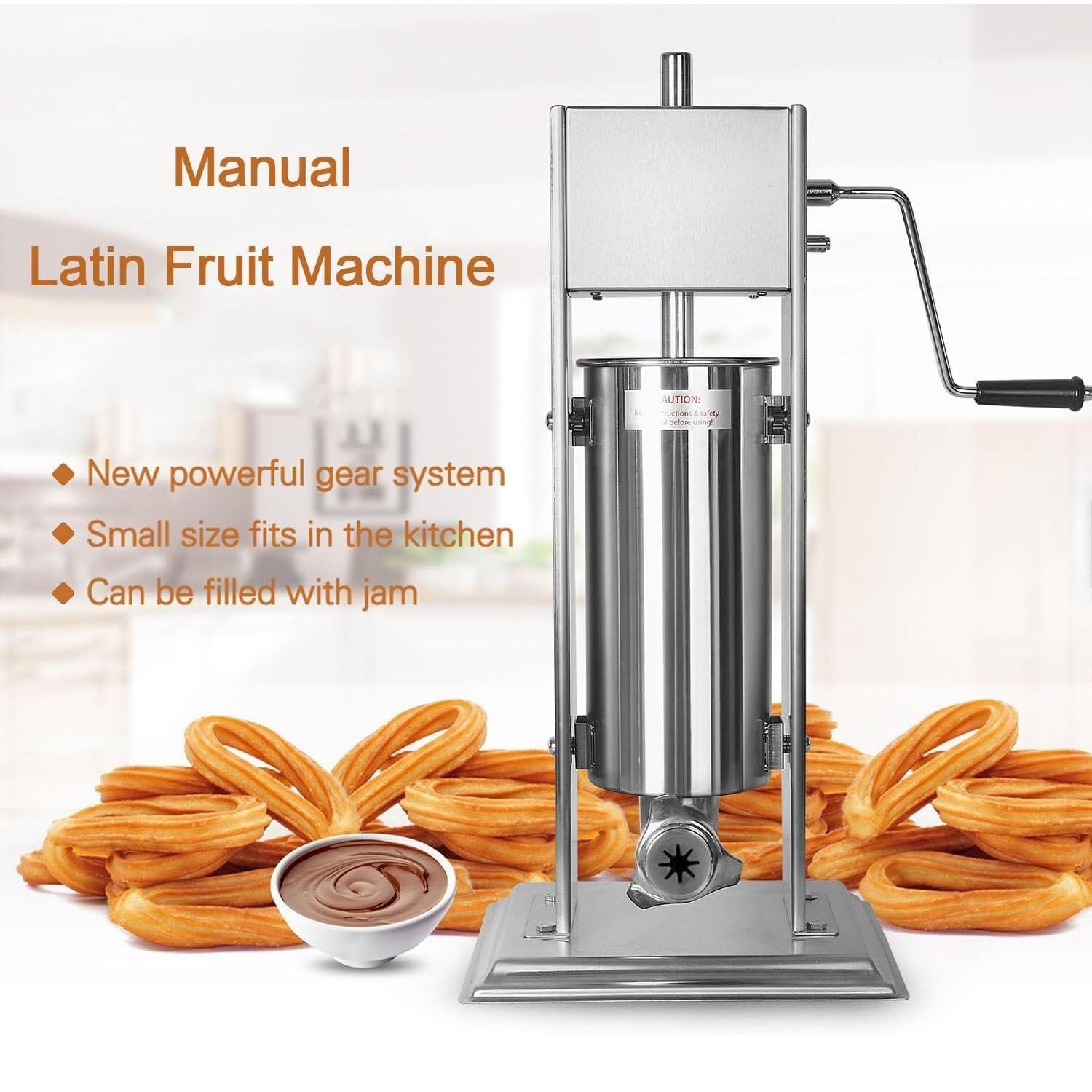 Churro de acero inoxidable, manual y automática, versátil para churros, donas y salchichas, capacidad de 5 a 15 litros, ideal para creaciones culinarias