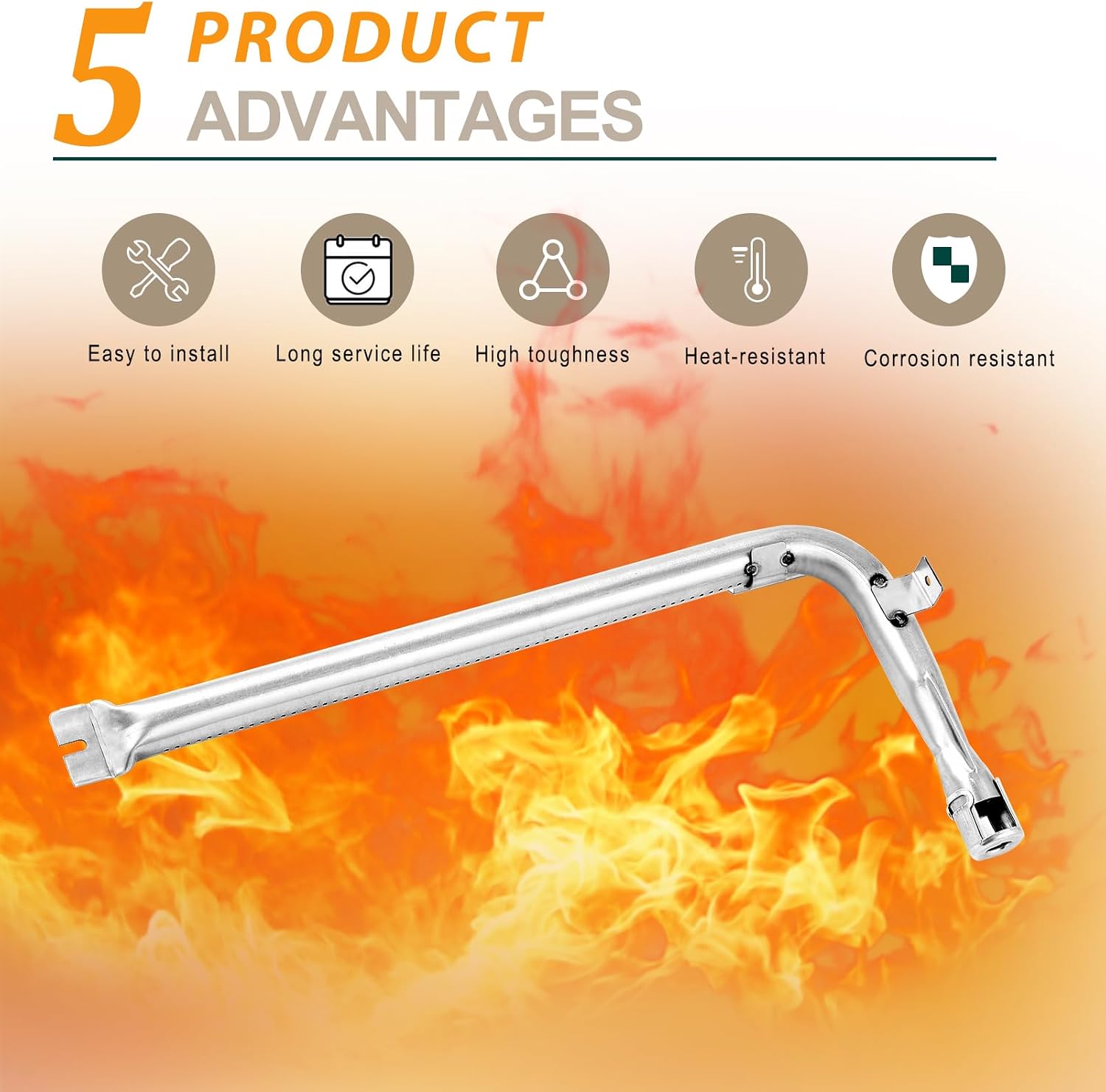 Upgraded DG62-00066A Burner Tube Replacement for Samsung Gas Oven Bake Burner Tube 15.9" Stainless Steel Burner Bake NX58H5600SS NX58H9500WS Samsung Gas Stove Burner Parts Range Oven Burner Tube