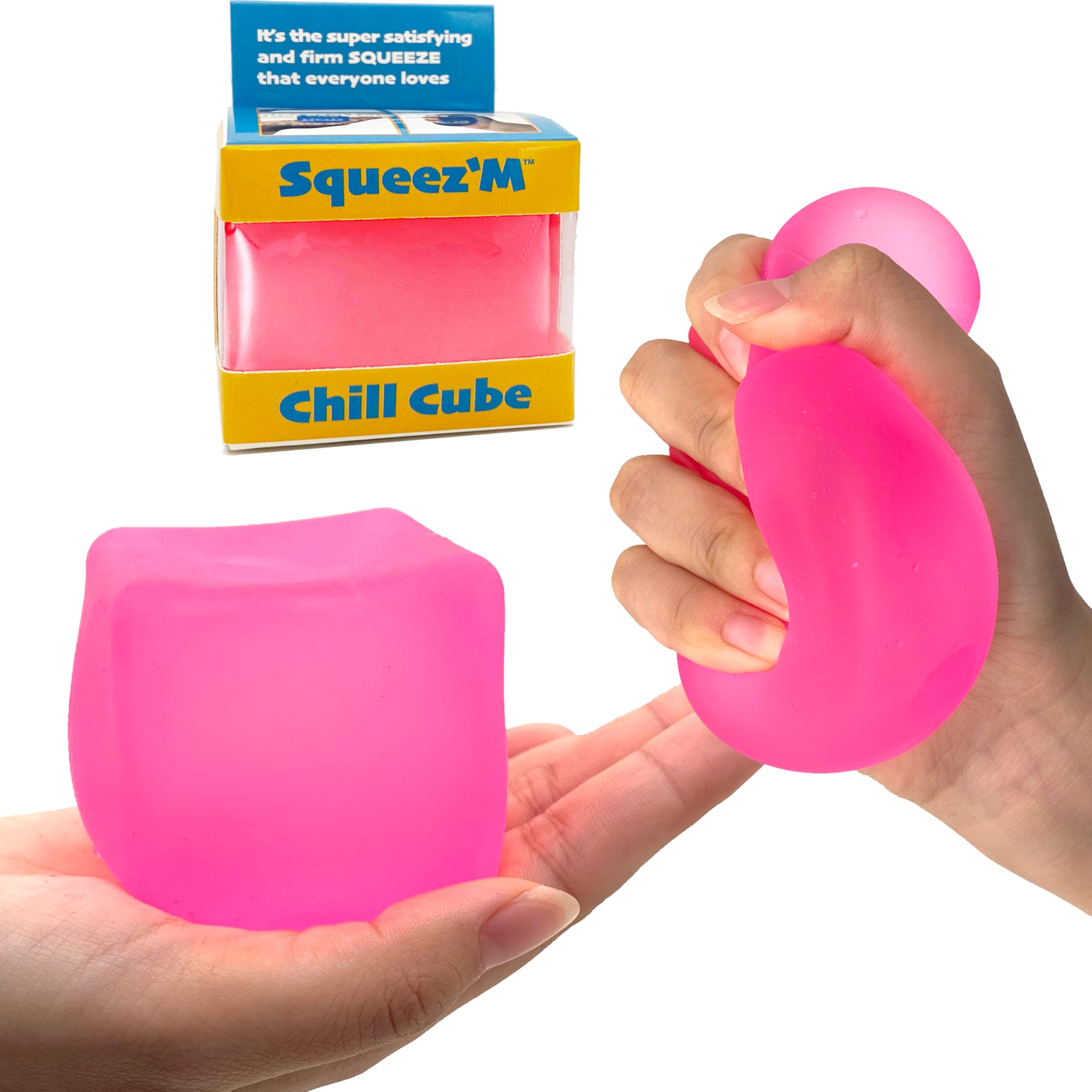 Premium Stress Relief Squeez'M Fidget Cube – Giftable Squishy Toy for Adults, Teens, Kids – Unique Holiday, Birthday & Office Gift – Sensory Toy for