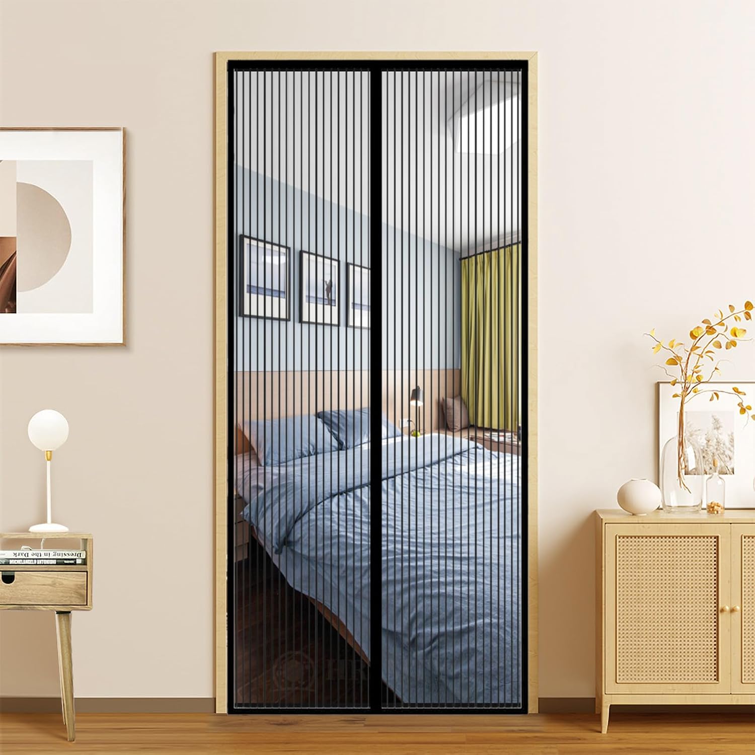 Fly Screen Door, Hands Free Mesh Curtain Top to Bottom Seal