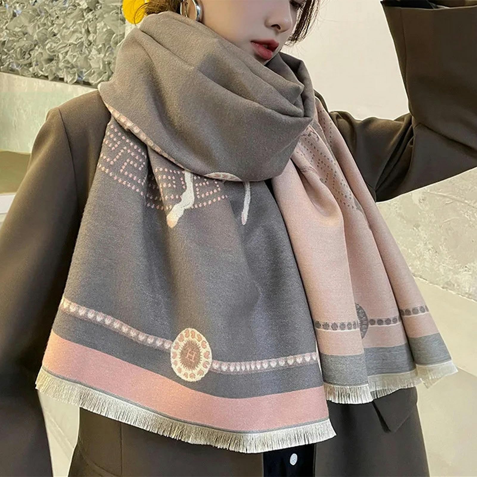 Echarpe Homme Chaleur Hivernale Polyvalente Écharpe en Cachemire D'imitation Multifonctionnelle