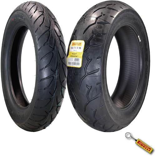 Pirelli Night Dragon Front & Rear Tire Set 130/90B16 67H & 180/70B16 77H | High-performance cruiser tire: superior traction, stable handling, and durable construction. Includes a free keychain