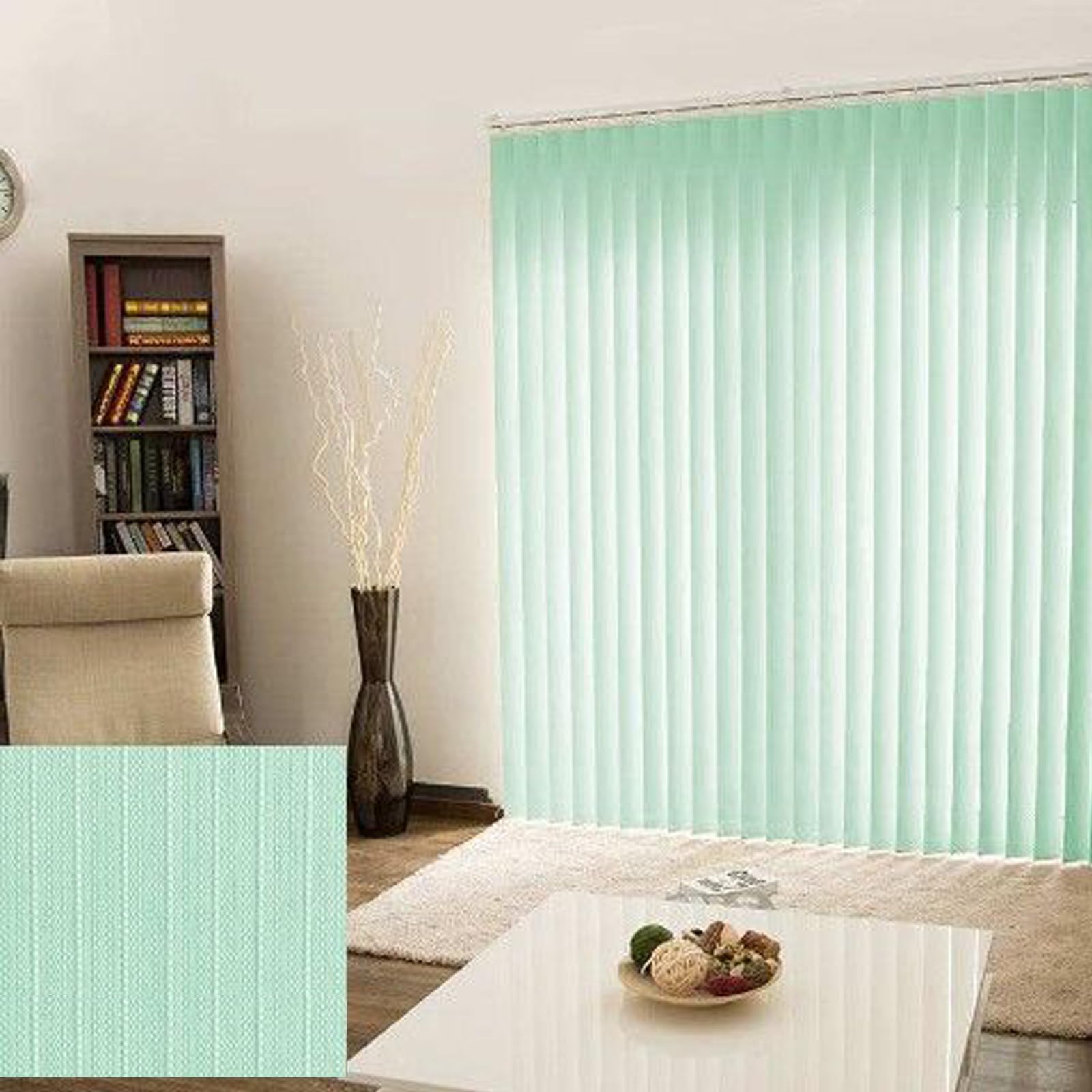 Lamellenvorhang Verdunkelungsjalousie,Raumverdunkelnd Komplettset Vertikaljalousie,in 7 Farben und vielen Grössen,98mm Lamellen,Schiebevorhang,Breite×Höhe (200cm x 220cm,Light Green)