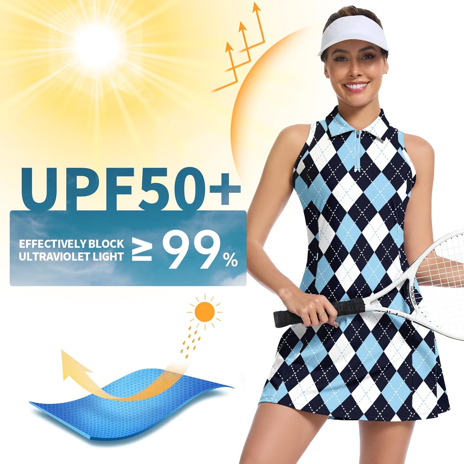 WOWENY Golf Dresses for Women Sleeveless Tennis Dress with Shorts and Pockets Zip Up Athletic Workout Dress - Image 6