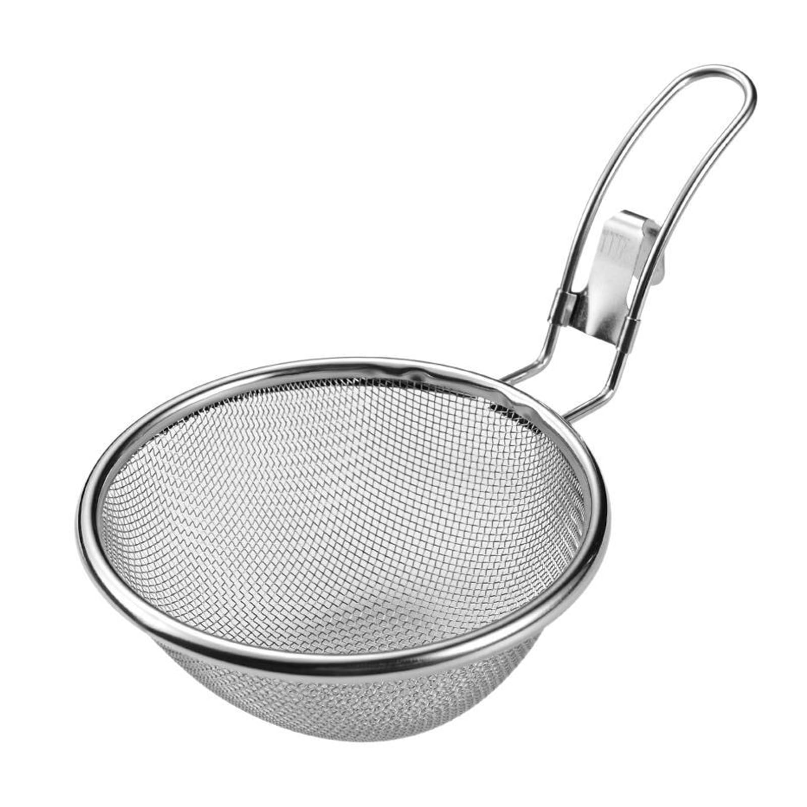 HZBB Stainless Steel Skimmer Fine Meshes Filter Hanging Edges Design Colander for Kitchen Cooking Oil Soup Filtering Fine Meshes Cooking Strainer