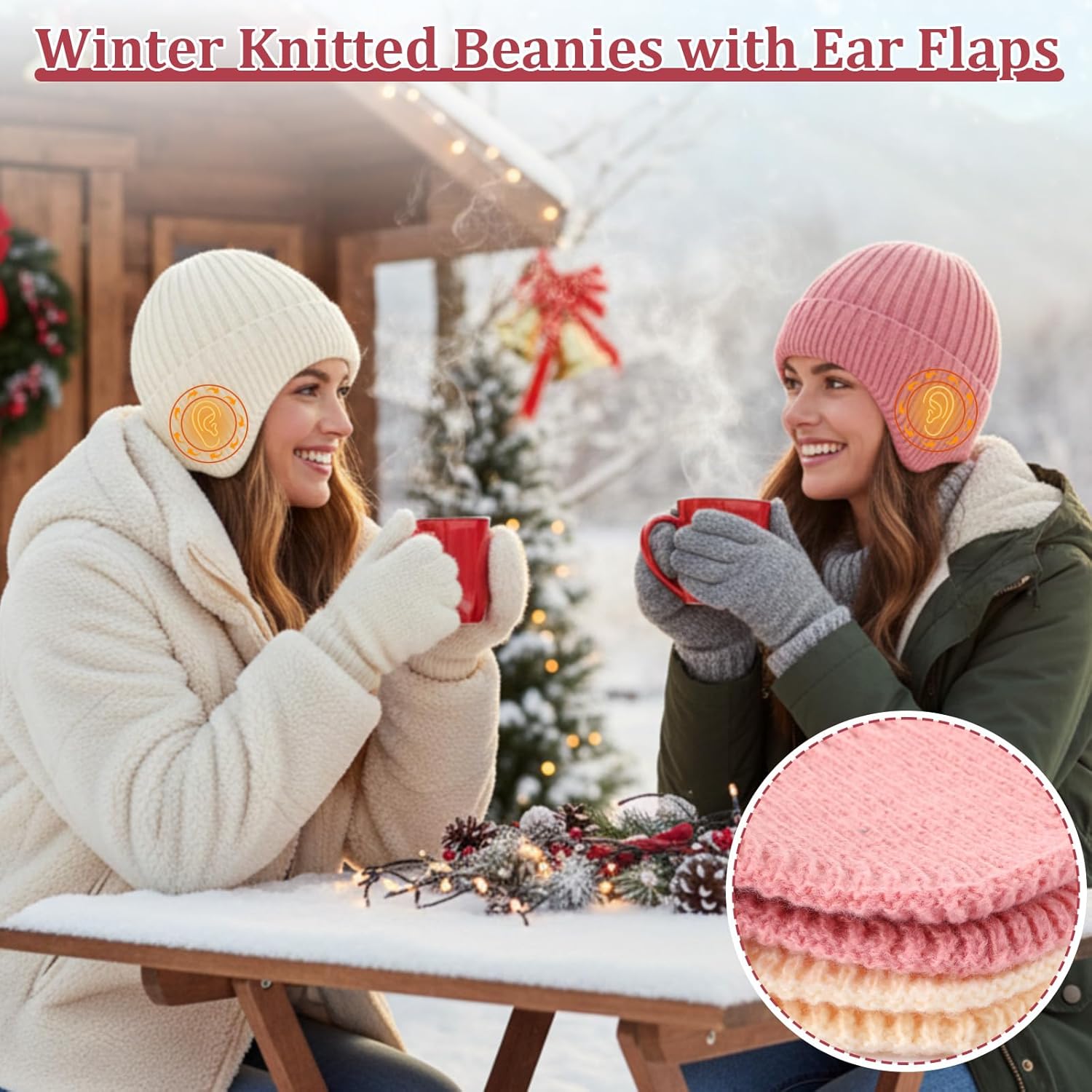 Geyoga 12pack Homeless Care Package Bulk Unisex Winter Knitted Beanies with Ear Flaps Warm Knitted Earflaps Skull Cap Thick Hats Homeless Charity Donation for Men Women - Image 4