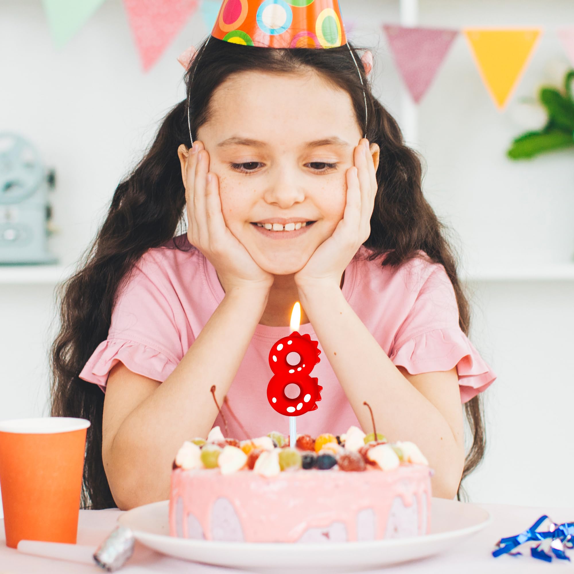 Velas de cumpleaños con números (7 velas rojas) con forma de dinosaurio, velas de pastel de feliz cumpleaños para decoración de fiesta de cumpleaños de dinosaurio, reuniones temáticas