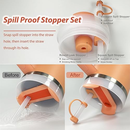 Miniatura 124 de Stanley Cup - Juego de accesorios que incluye 6 tapones de silicona a prueba de derrames, 2 tapas de popote para popotes de 0.39 a 0.39 pulgadas, 1