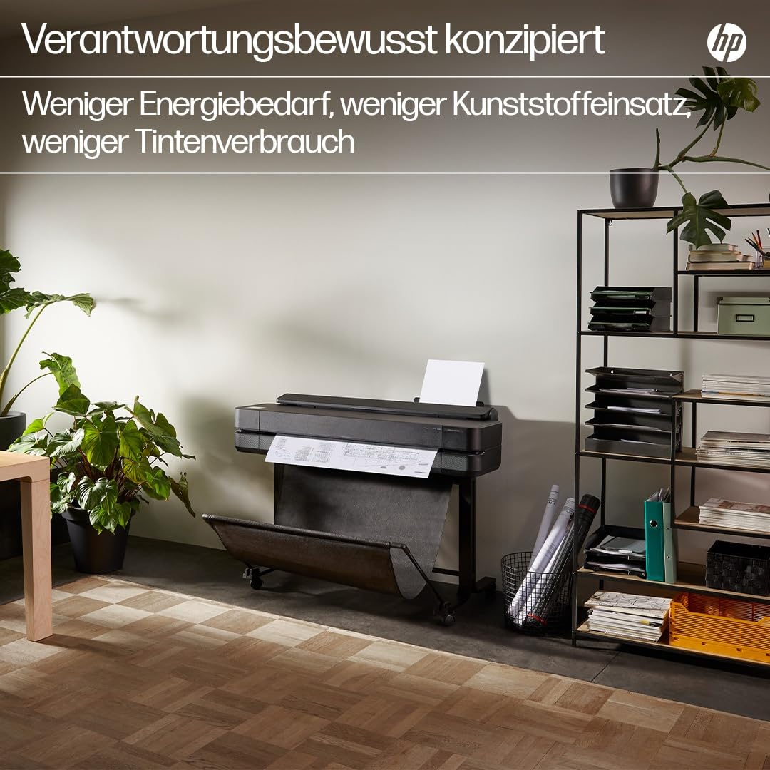 HP DesignJet T630 36 Zoll (91 cm 5HB11D), Großformatdrucker, Plotter, Standard A4-A0, 76 A1-Drucke/Stunde, Wi-Fi, Ethernet, USB, 2400x1200 DPI, Recyceltes Metall, 1 Jahr Garantie, Click, Schwarz
