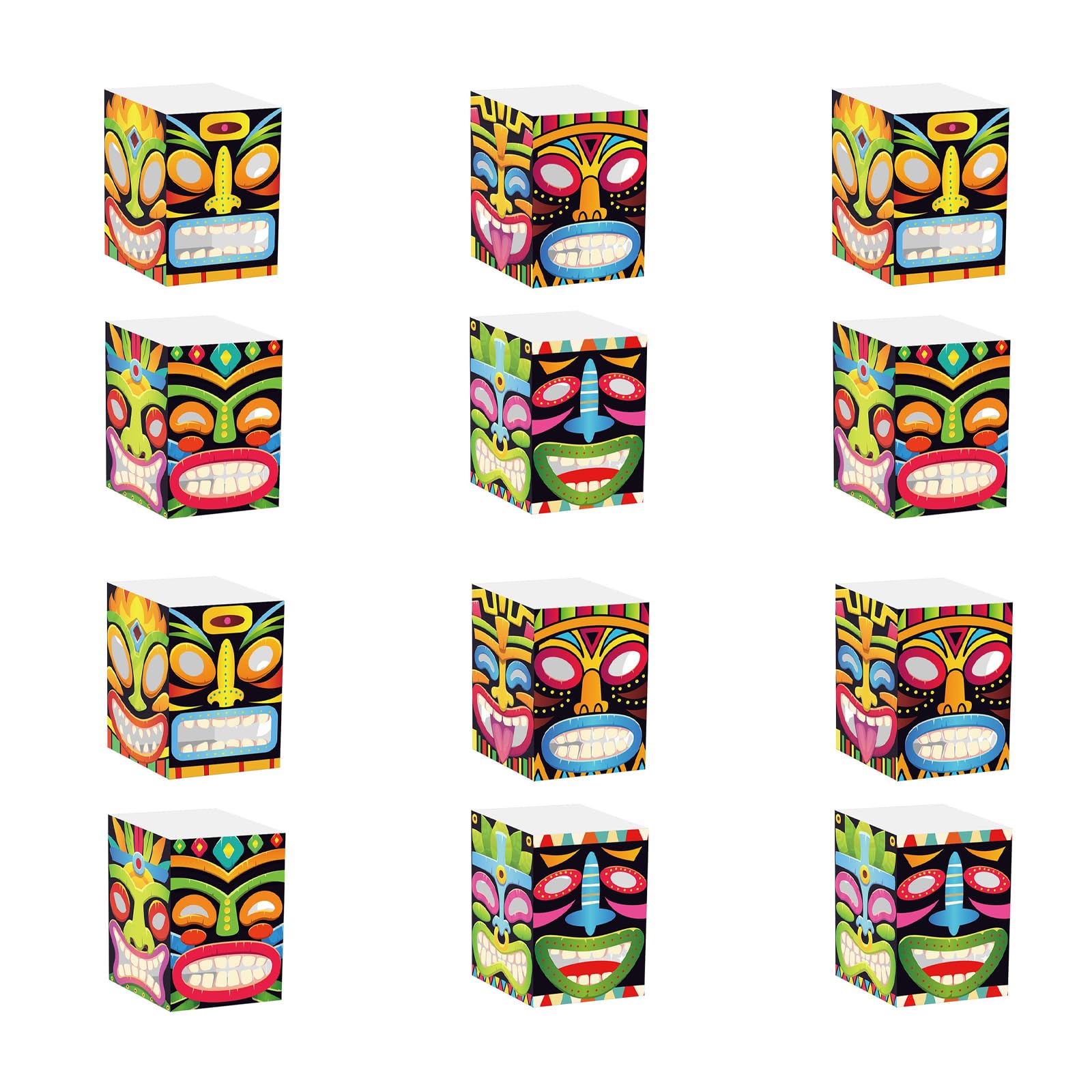 Tsophreniq 4/8/12Pcs Hawaiian Party Totems Box Decorations User Friendly White Cardboards for Equatorial Themed Event Themed Party Table Decors