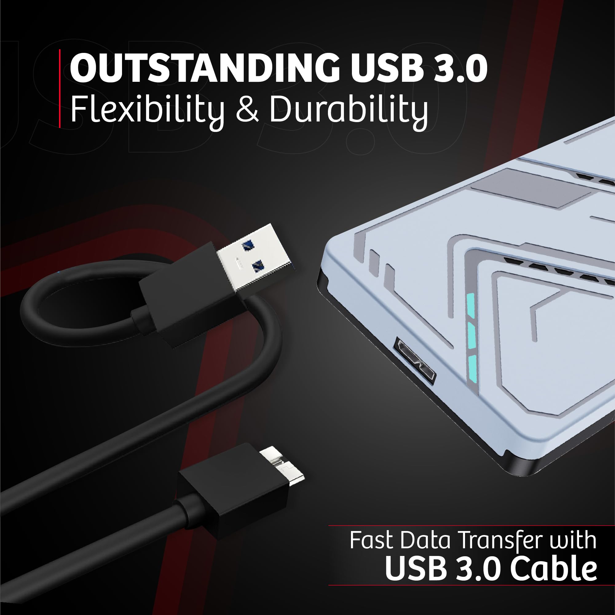 Hard disk esterno portatile da 1 TB, USB 3.0, HDD da 2,5", colore: argento | Trasferimento dati ad alta velocità, archiviazione di backup, per laptop, PC, desktop, console di gioco