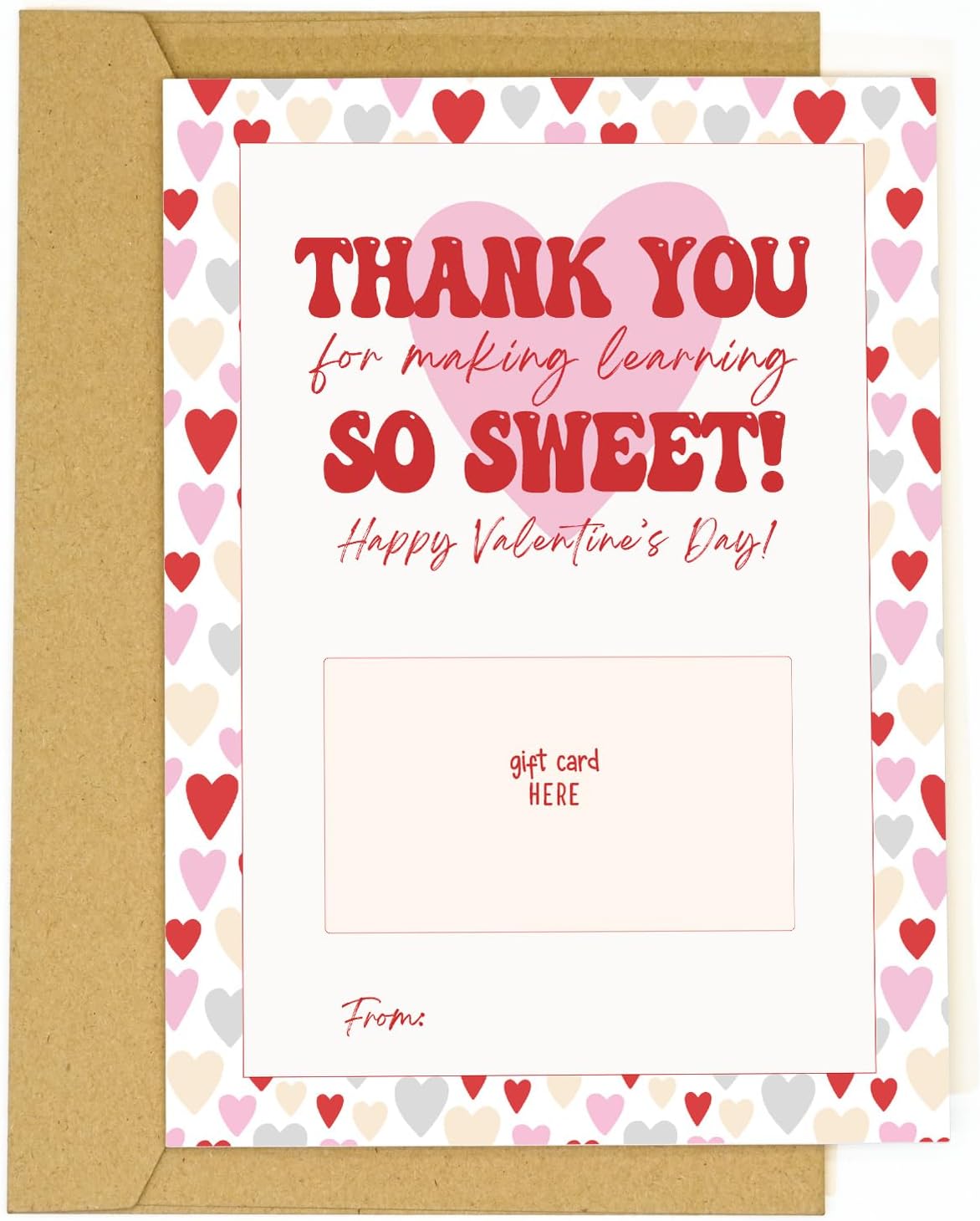 Teacher Valentine’s Day Gift Card Holder, Cute Appreciation Card for Teacher from Student or Kids, Valentine Greeting Card (Type-G) image 5