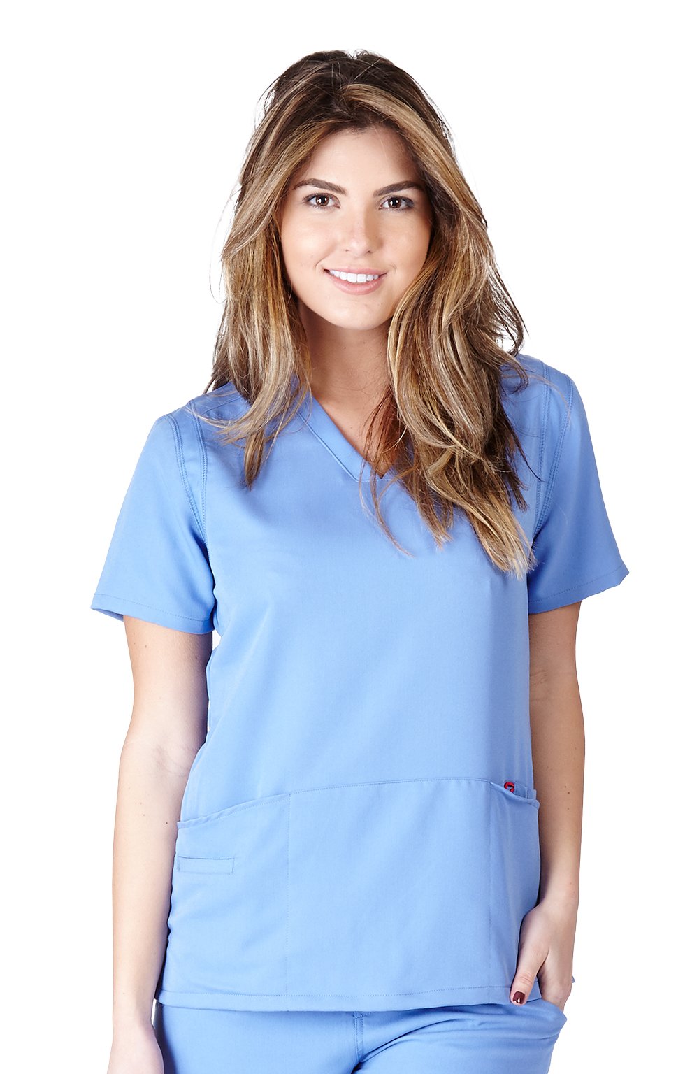 Ultra Soft Scrubs - Womens Two Pocket Scrub Top, Ceil Blue 38786-Small