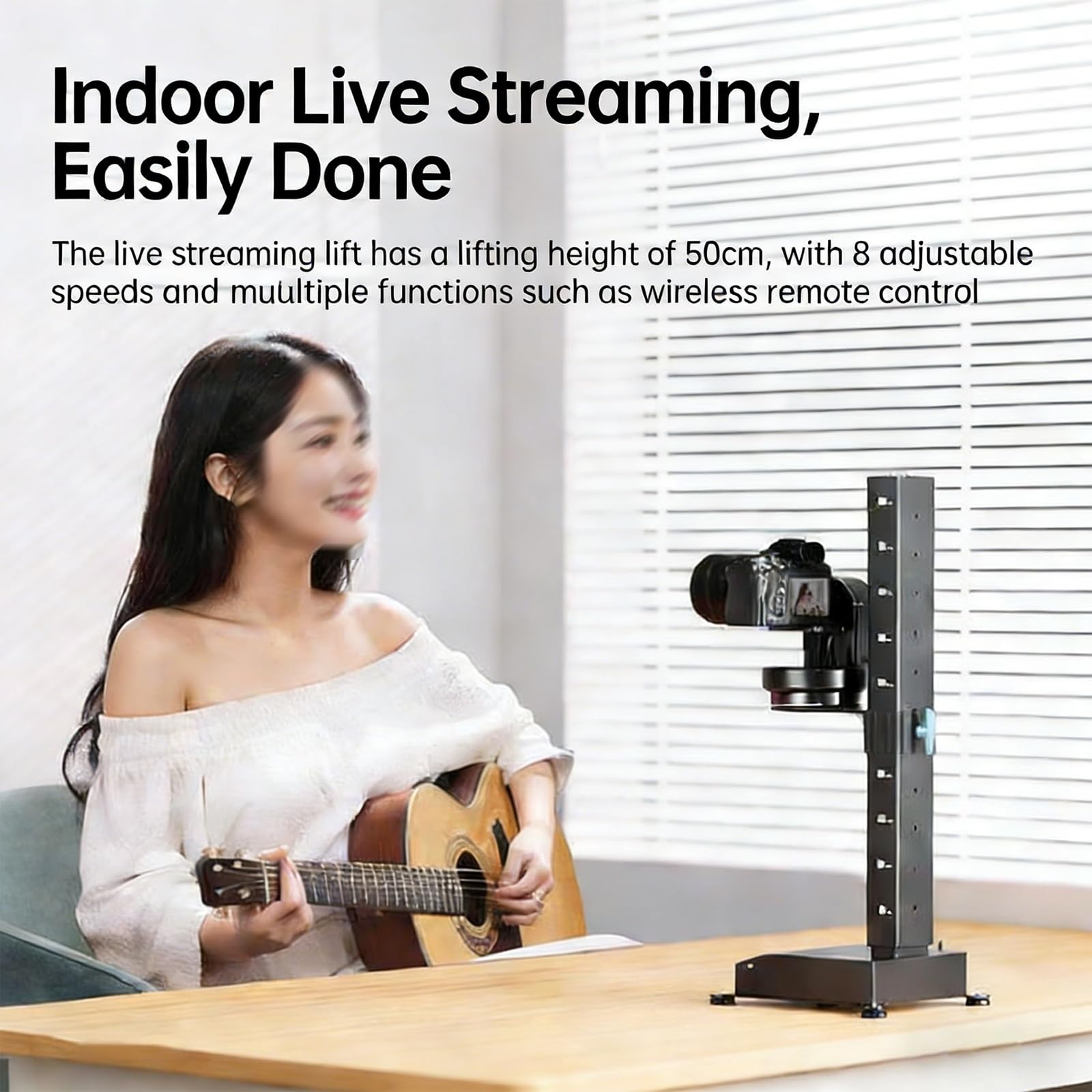 Deslizador de cámara motorizado con control remoto, soporte vertical de 50 cm para transmisión en vivo, escaneo de memoria de punto AB, 10 alturas preestablecidas, ideal para transmisión y videografía