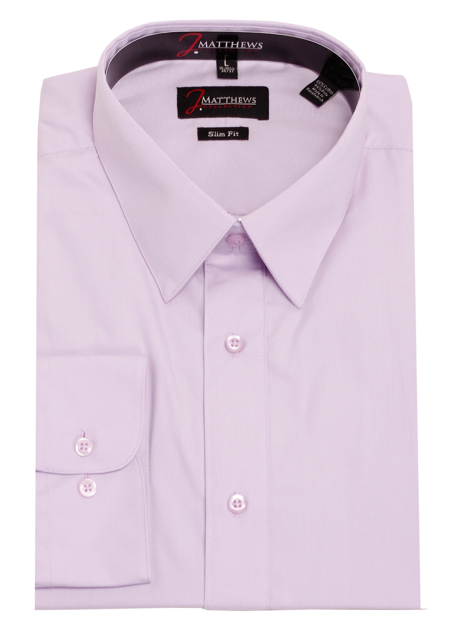 J.MatthewsSignature Men's Basic Lavender Convertible Cuff Slim Fit Dress Shirts