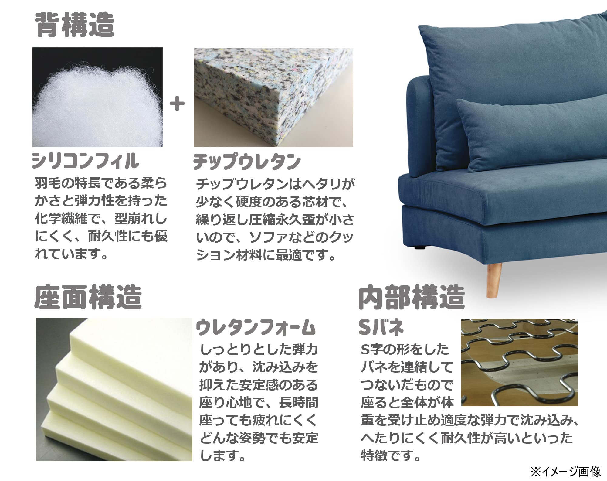Amazon｜関家具(Sekikagu) 大川家具 ソファ ブルー 3人掛け