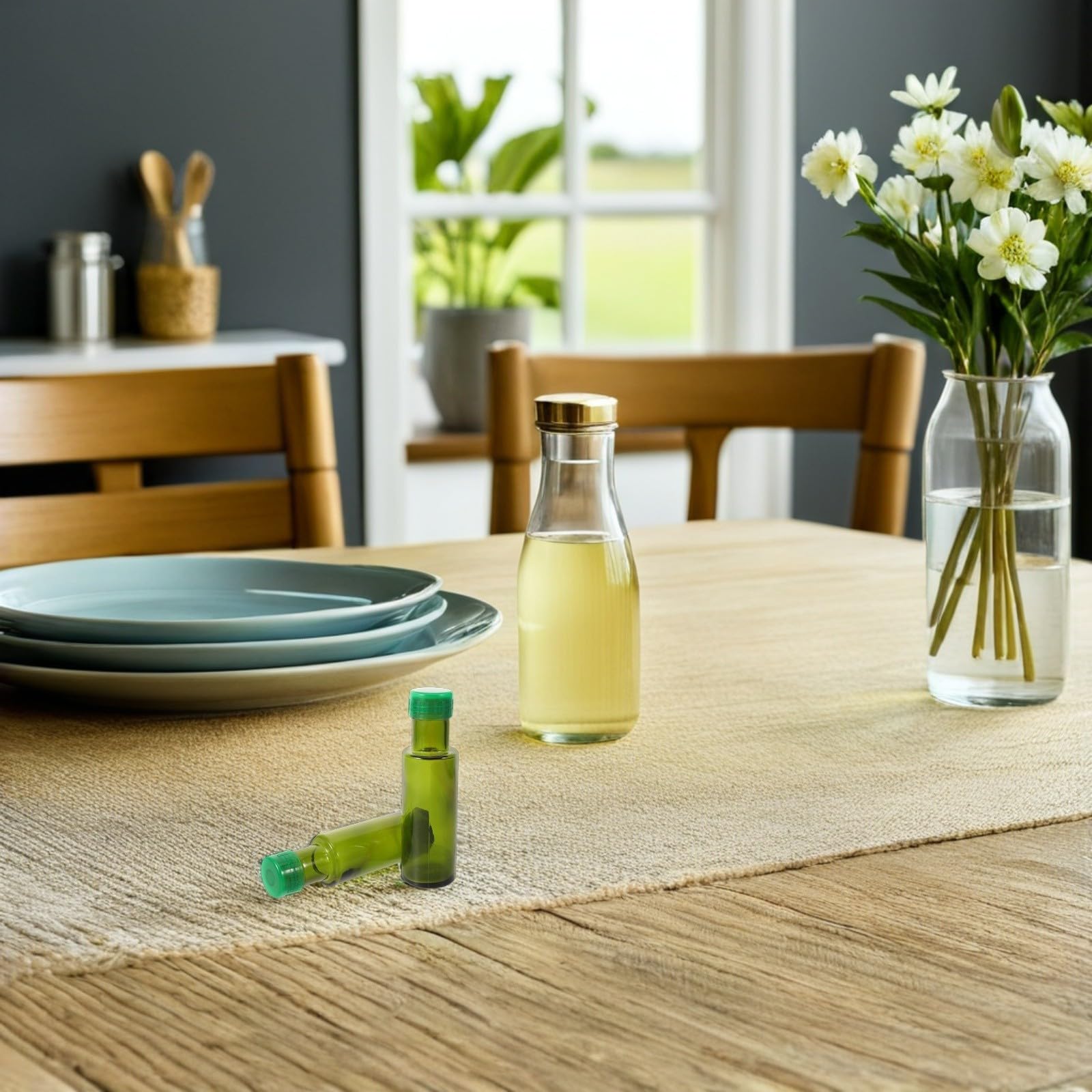 10 Stück Ölprobenflaschen 100ml aus Glas mit Ausgießer und Dichtem Deckel Nachfüllbare Runde Flaschen für Salatölspender zum Reisen den Außenbereich