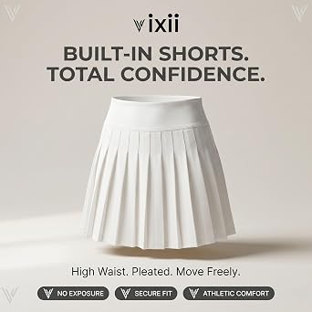 Tennis Skirt Women Pleated Athletic Skort with Inner Shorts Beige