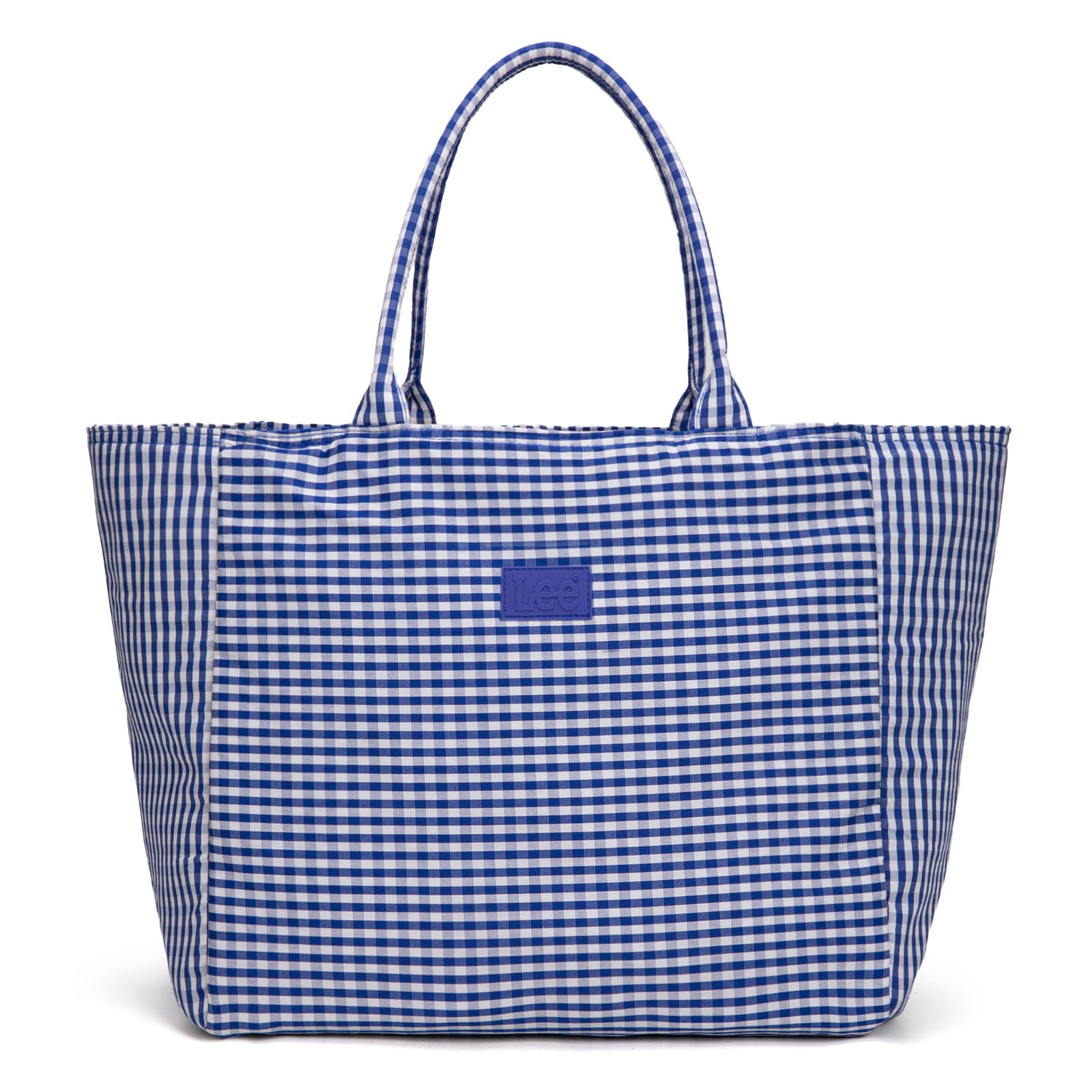 Lee Gingham Tote Bag for Women Foldable Large Shoulder Bag Casual Handbag