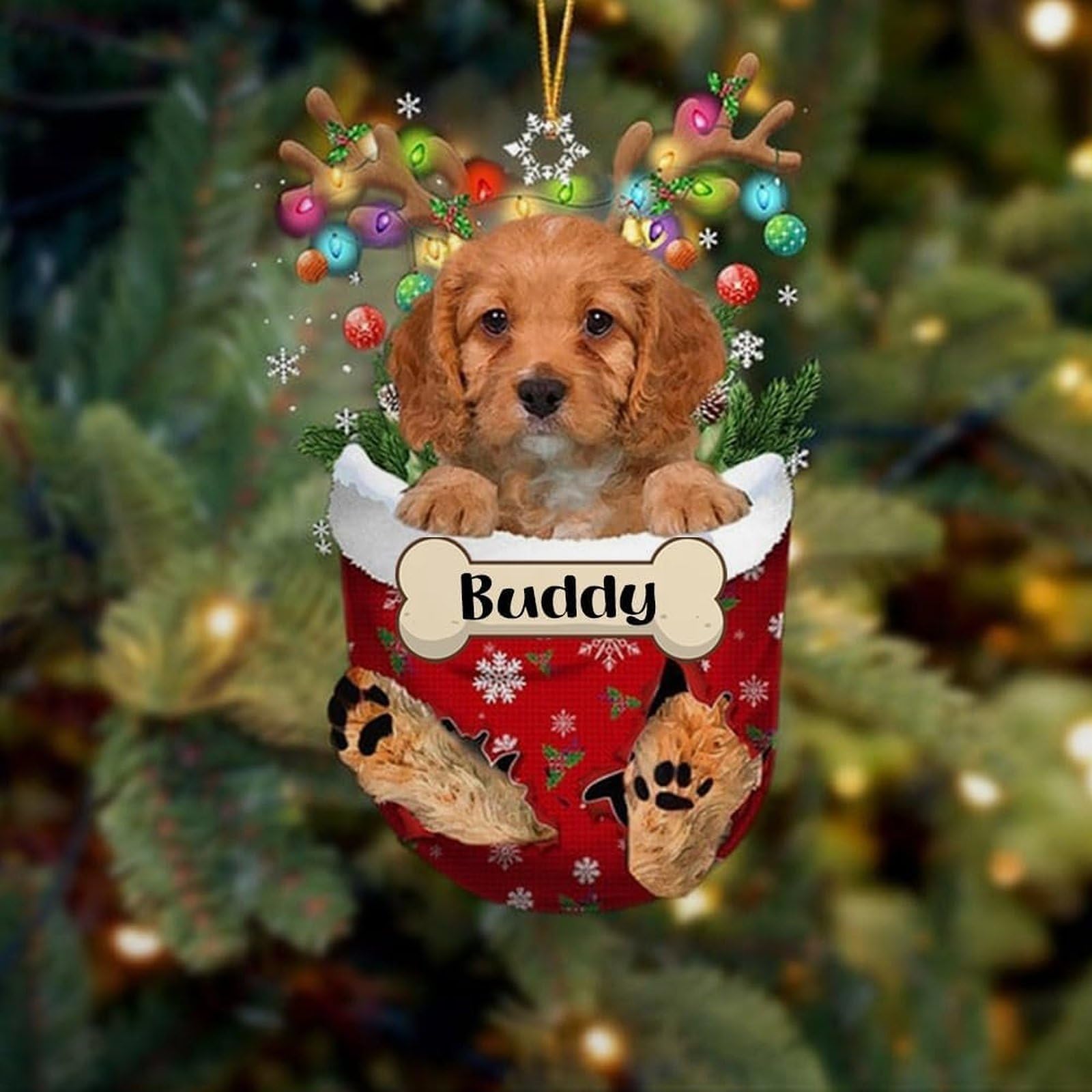 Luckluccy Cavapoo-2 Personalized Dog Christmas Ornament 2025,Custom Cavapoo 2 In Snow Pocket Ornament,Dog Acrylic Shape Ornament Tree Decor,Gift For Dog Lovers,Dog Christmas Decor