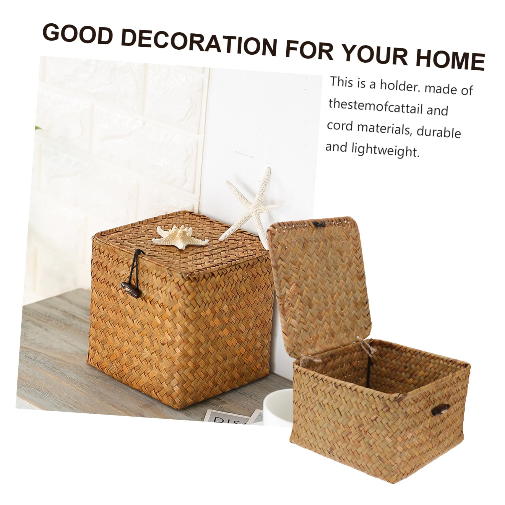 LABRIMP Scatola Quadrata Da 2 Pezzi Con Coperchio Contenitore Per Tè Cestino Di Paglia Organizer Scatola Decorativa Per La Casa