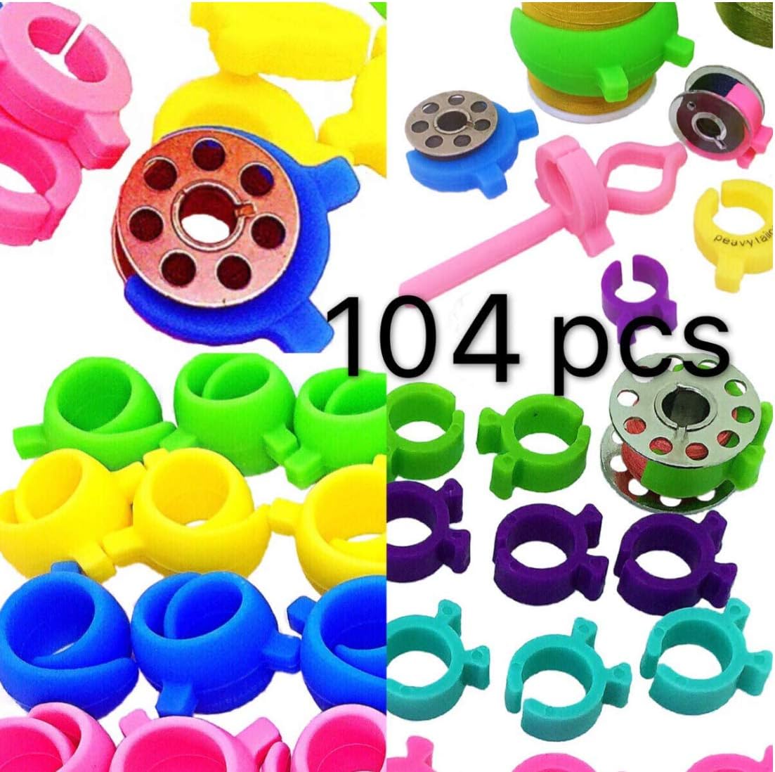 PeavyTailor 104 pcs/Pack Sewing Bobbin Small Clips Sewing Tool Accessory Color Thread Clips Holder Tool