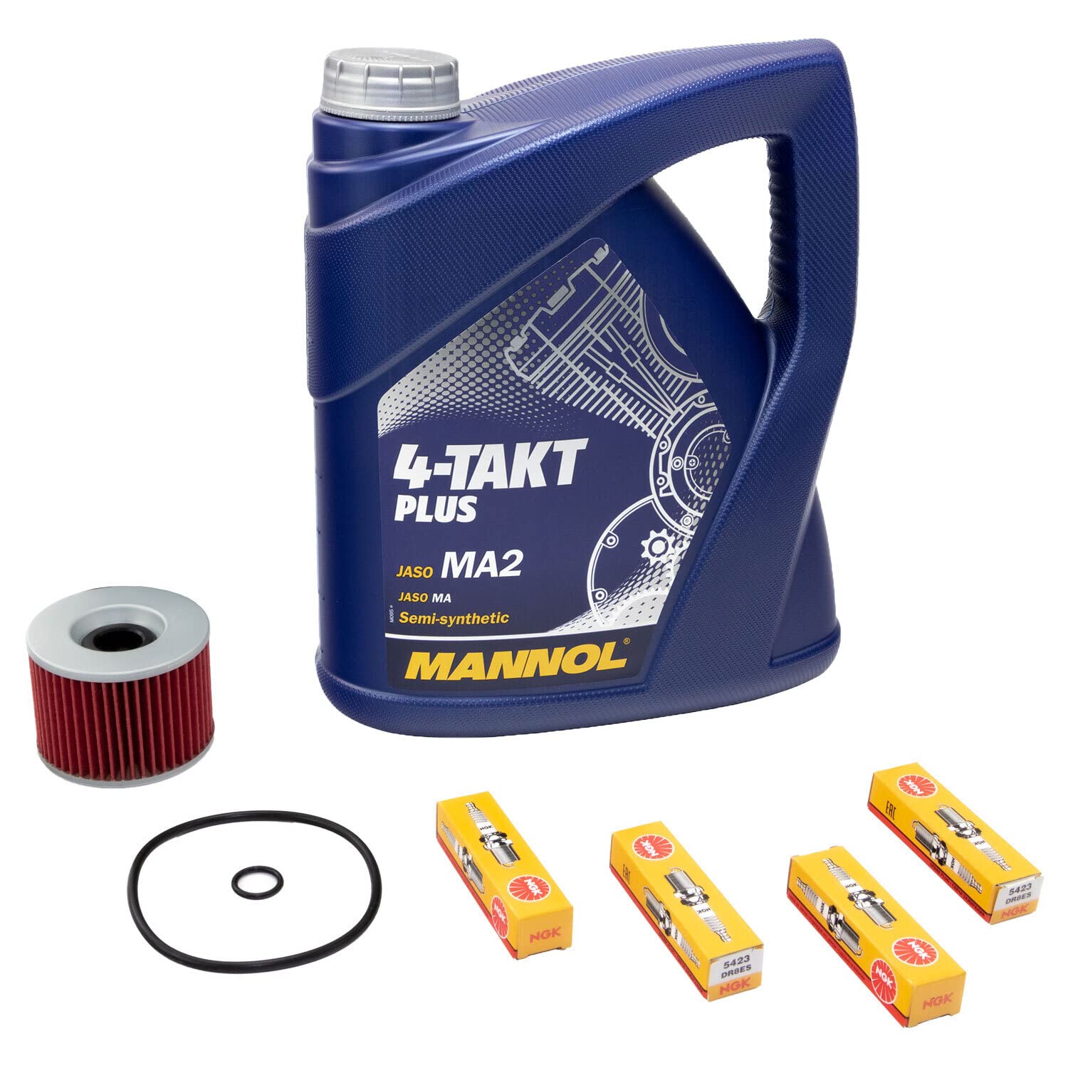 Wartungspaket Öl 4L + Ölfilter + Zündkerzen für Kawasa ki ZR 750 C ZR 750 D ZR750C ZR750D Zephyr Bj 1991-1999