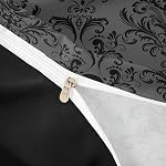 Adults Black Damask Bedding Set Antique Victorian Baroque Duvet Cover Queen Size Gothic Vintage Floral Comforter Cover Exotic Sugar Skull Quilt Cover Queen,Gothic Bone Skeleton Bohemian Decor,Grey