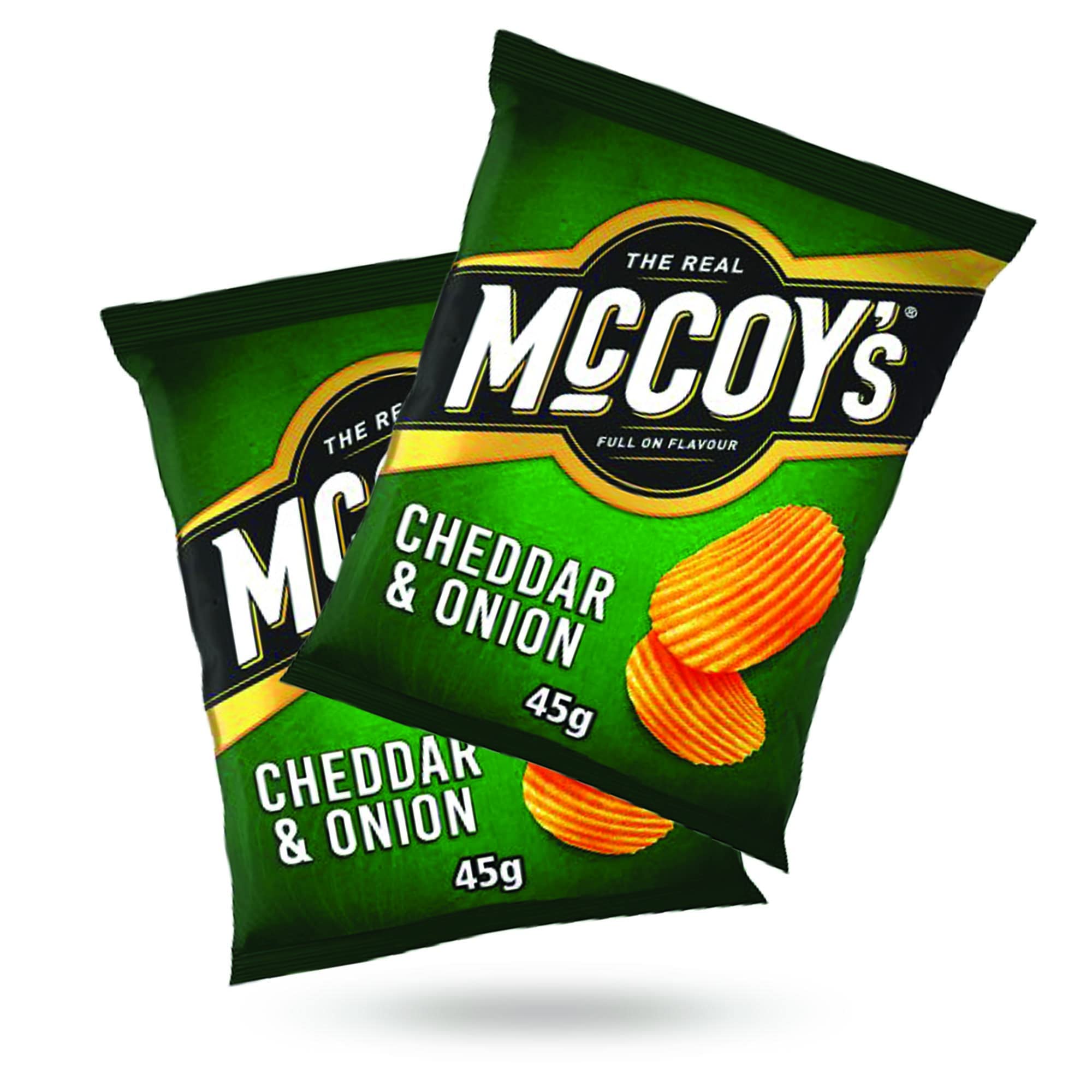 Buy McCoys Cheddar & Onion Ridge Cut Potato Crisps Pack of 2 45g x