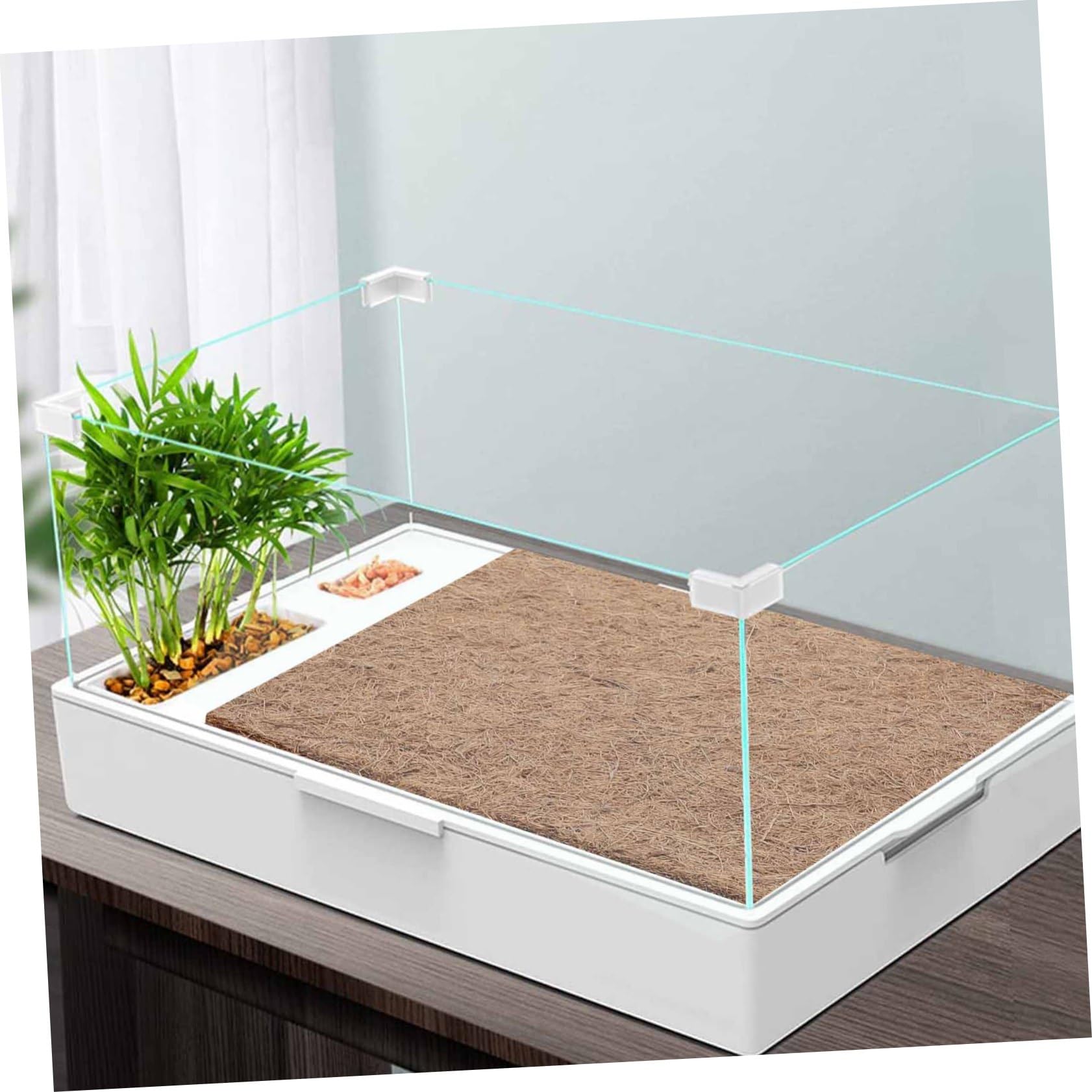 Sosoport Reptilienmatte für Bartagamen Terrarien mit Rutschfester Oberfläche als Bodengrund und Terrarienauskleidung 4 Stück aus Natürlichen Kokosfasern