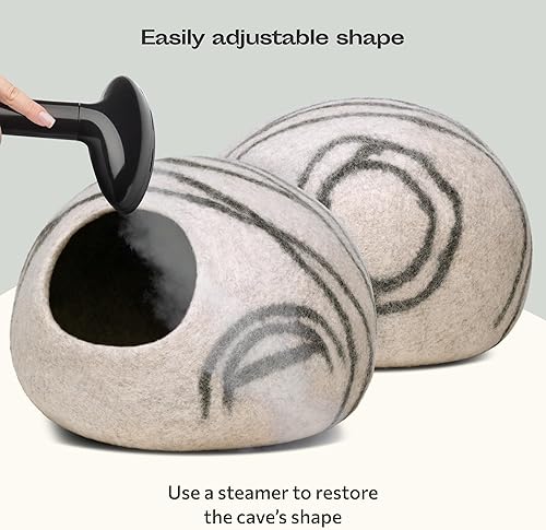 MEOWFIA Cat Cave — side view showing full product dimensions