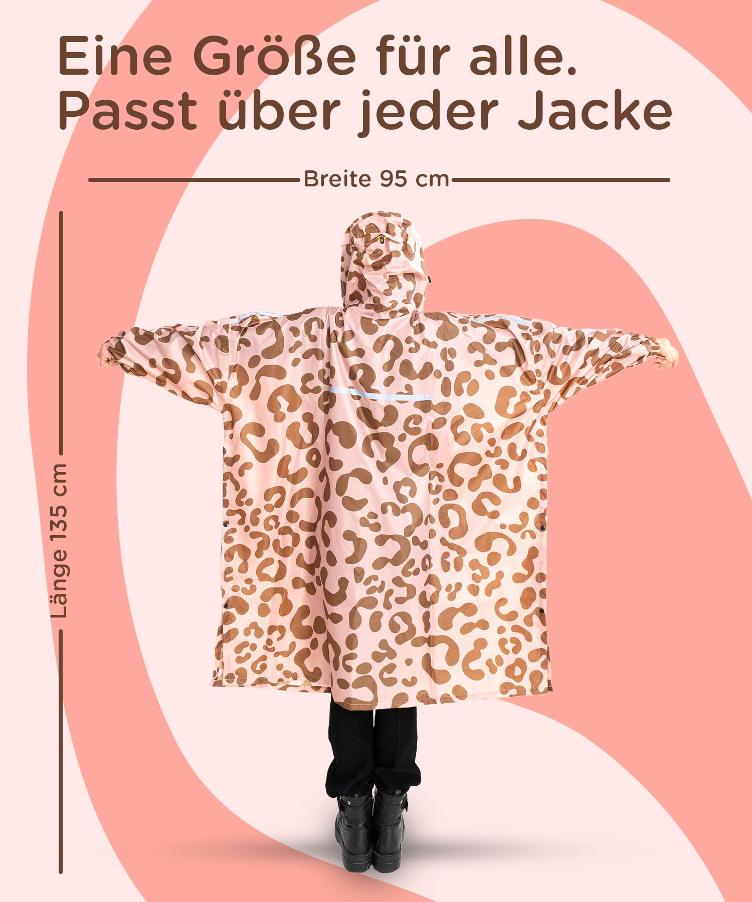 Jubi® Ponczo przeciwdeszczowe damskie ze 100% poliestru z recyklingu – trwałe, lekkie i wodoodporne