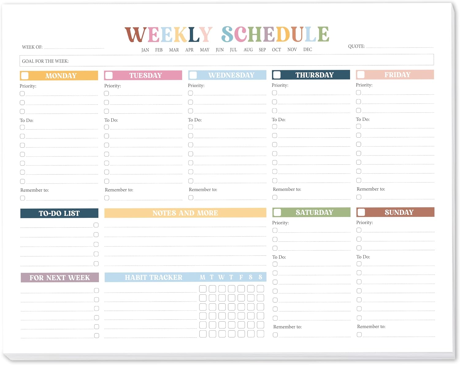 Amazon.com : Bloomost Weekly To Do List Notepad Undated (52 Sheets, 8.5 ...